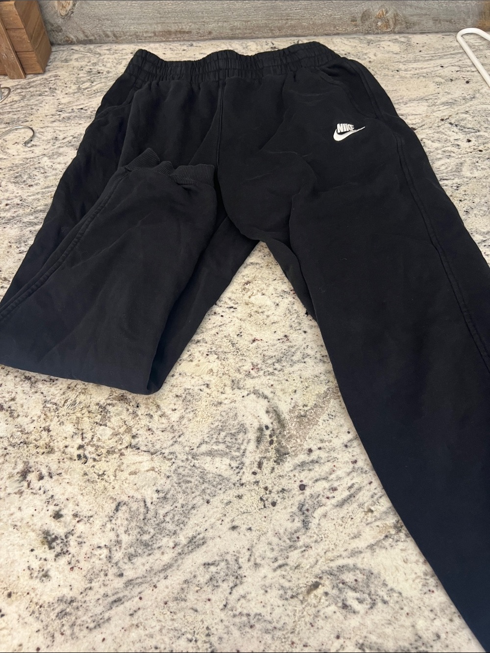 Nike Black Kids Jogger Sweatpants with White Swoosh